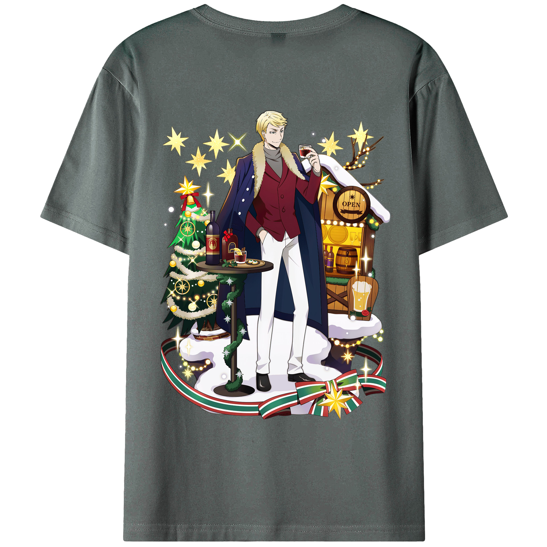 （画像用） 文豪ストレイドッグス Bungo Stray Dogs 綿100％ メンズ半袖Tシャツ（バックプリント） 通気性